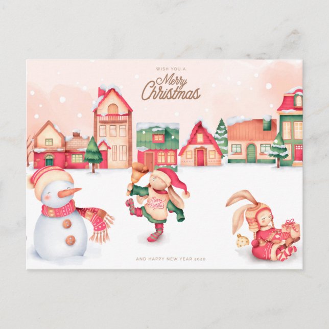 Postal Cartão de Natal Fofo (Frente)