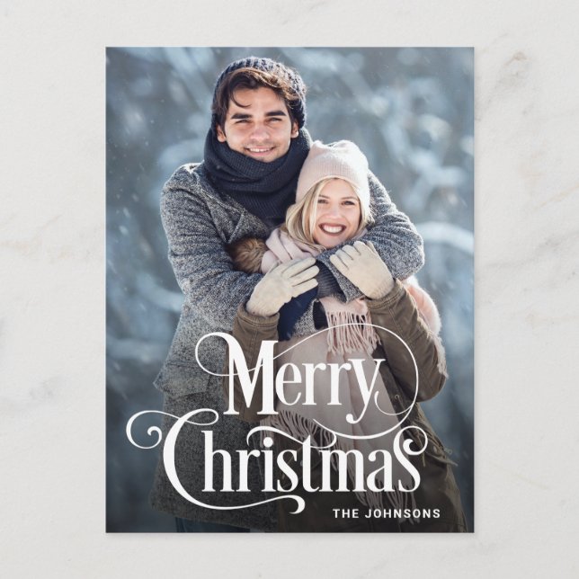 Postal Cartão de Natal FOTOGRÁFICO Moderno Feliz Natal (Frente)