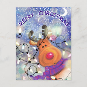 Postal Cartão de Natal Happy Reindeer