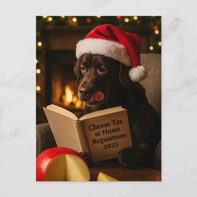 Postal Cartão de Natal 'Imposto sobre Queijo' do Labrador (Frente)