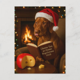 Postal Cartão de Natal 'Imposto sobre Queijo' do Vizsla