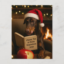 Cartão de Natal 'Imposto sobre Queijo' Doberman