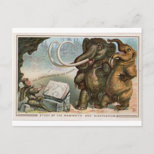 Postal Cartão de Natal Mammoth e Dinotherium (Frente)