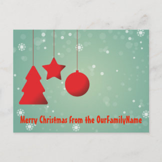 Postal Cartão de Natal Ornamentos Vermelhos Personalizado