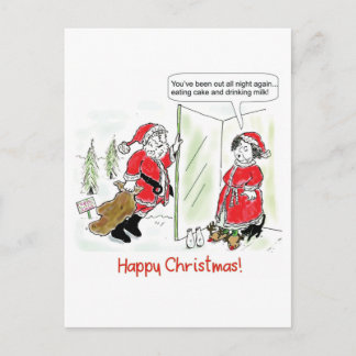 Postal Cartão de Natal... Papai Noel na manhã de Natal