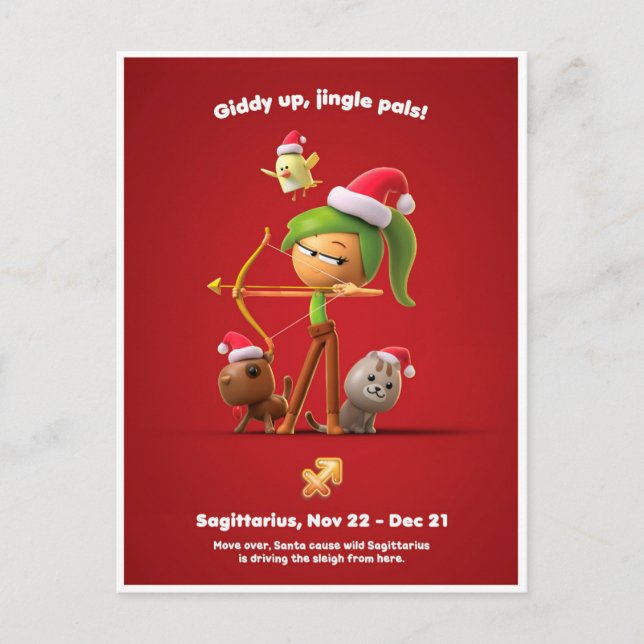 Postal Cartão de Natal para Sagitário (Frente)