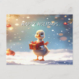 Postal Cartão de Natal Pequeno Pato Férias