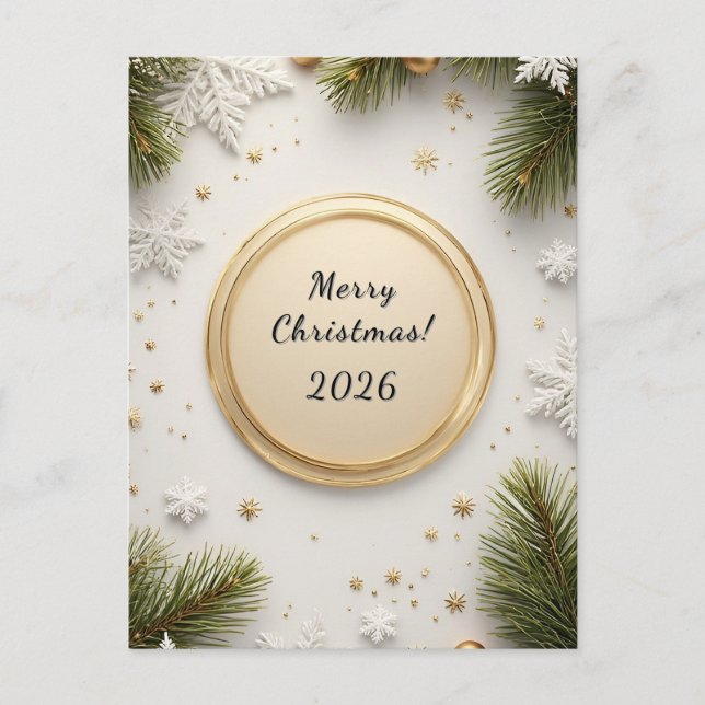Postal Cartão de Natal Personalizado Desejos Elegantes (Frente)