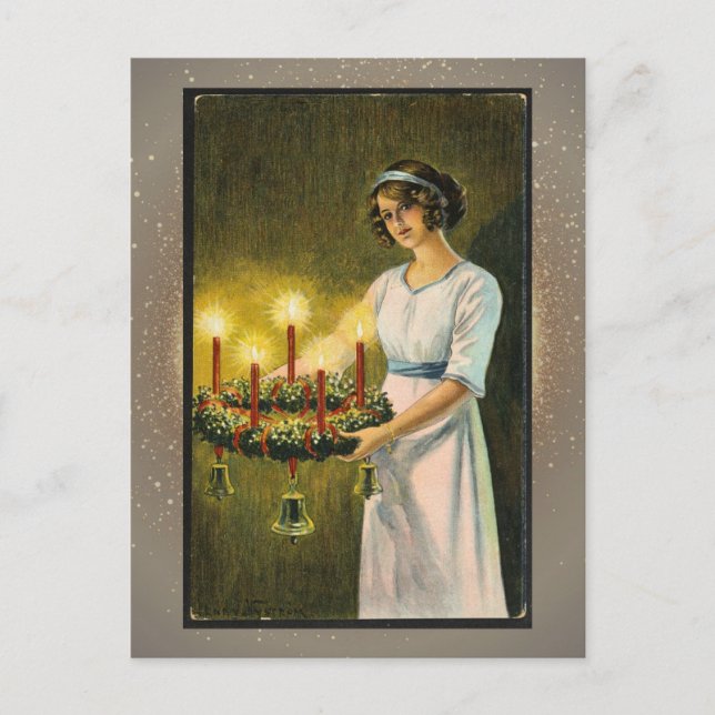 Postal Cartão de Natal Religioso Antigo (Frente)