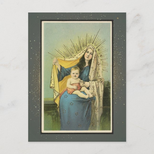 Postal Cartão de Natal Religioso Vintage (Frente)