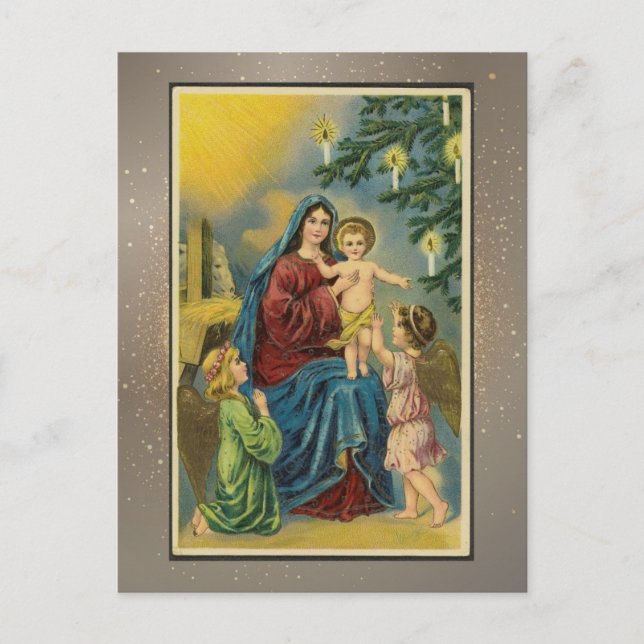 Postal Cartão de Natal Religioso Vintage (Frente)