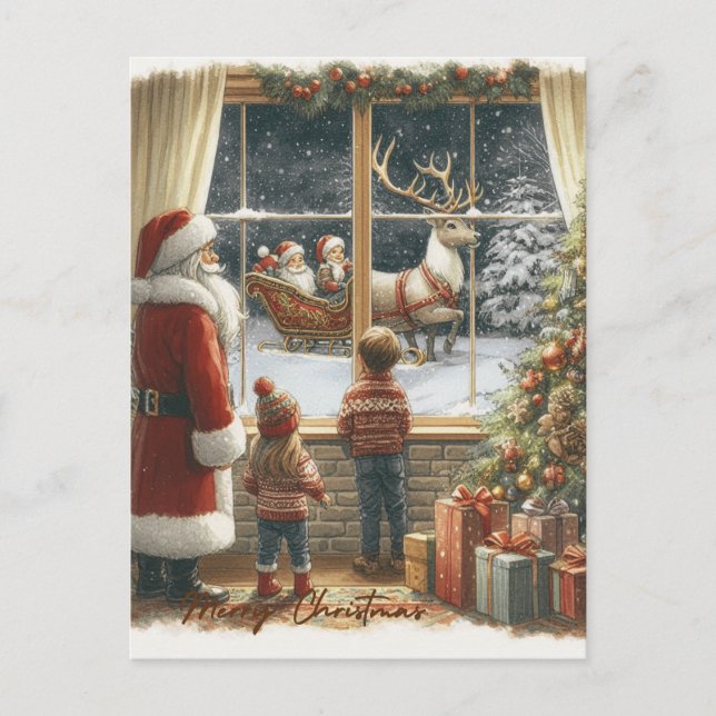 Postal Cartão de Natal Rústico Vitoriano (Frente)