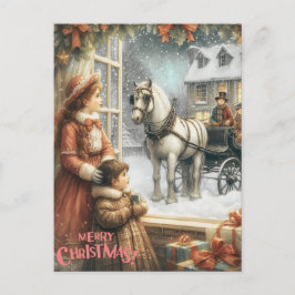 Postal Cartão de Natal Rústico Vitoriano