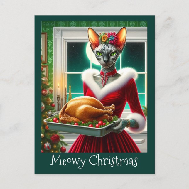 Postal Cartão de Natal | Sphynx Cat Lady Xmas Turquia (Frente)
