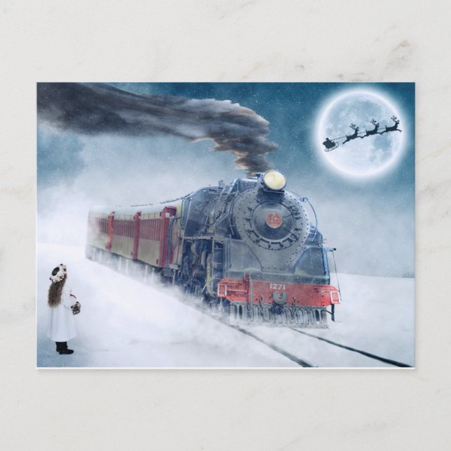 Postal Cartão de Natal Tema Trem (Frente)