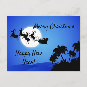Postal Cartão de Natal Tropical de Papai Noel