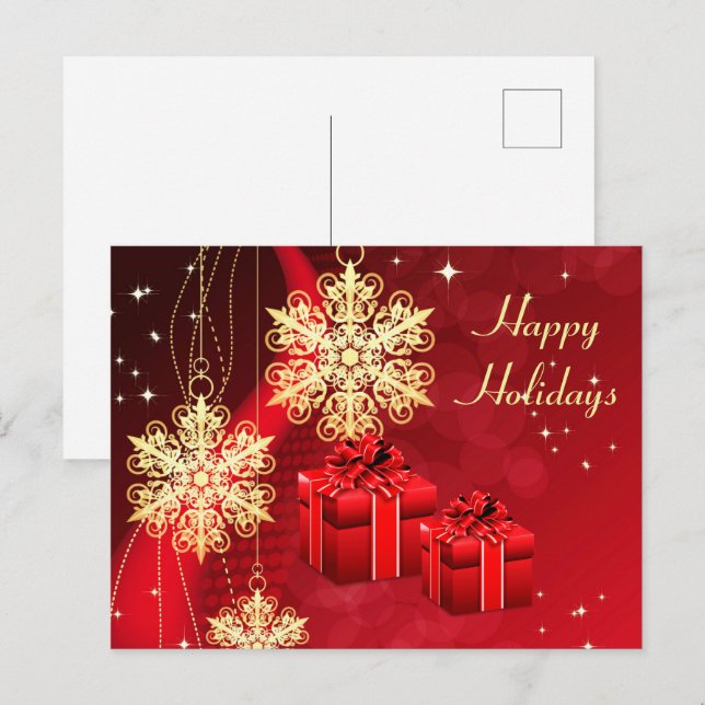 Postal Cartão de Natal Vermelho (Frente/Verso)