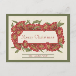 Postal Cartão de Natal Vintage Red Floral