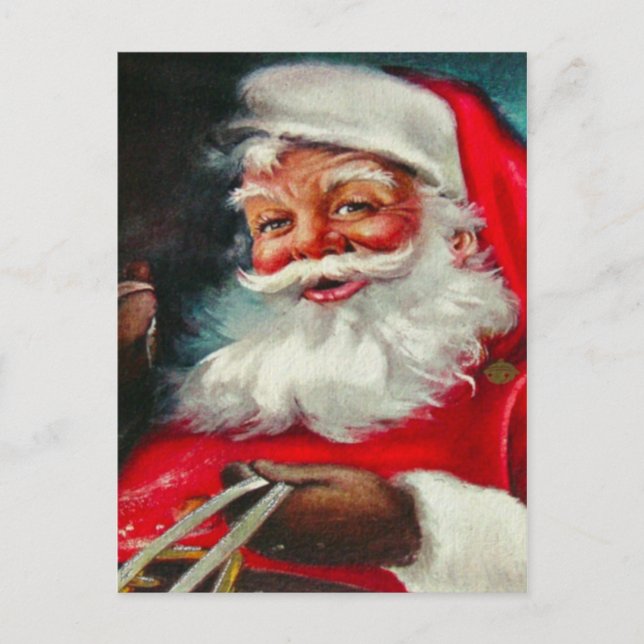 Postal Cartão de Natal Vintage Santa Claus (Frente)