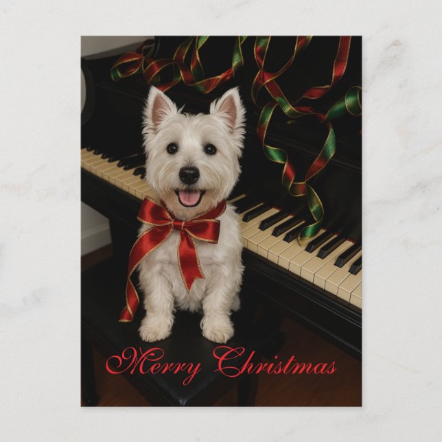 Postal Cartão de Natal Westie (Frente)