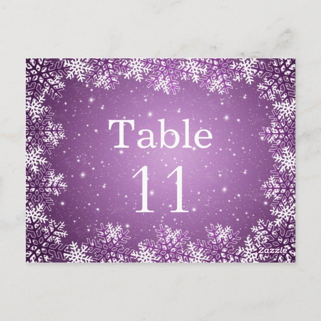 Postal Cartão de número da mesa de casamento com flocos d (Verso)