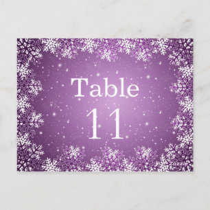 Postal Cartão de número da mesa de casamento com flocos d