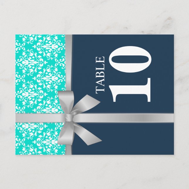 Postal Cartão de Número da Tabela de Fosso do Damask Faux (Frente)