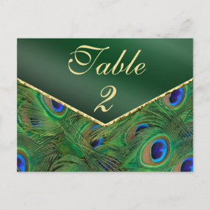 Postal Cartão de Número da Tabela de Peacock Verde Emeral