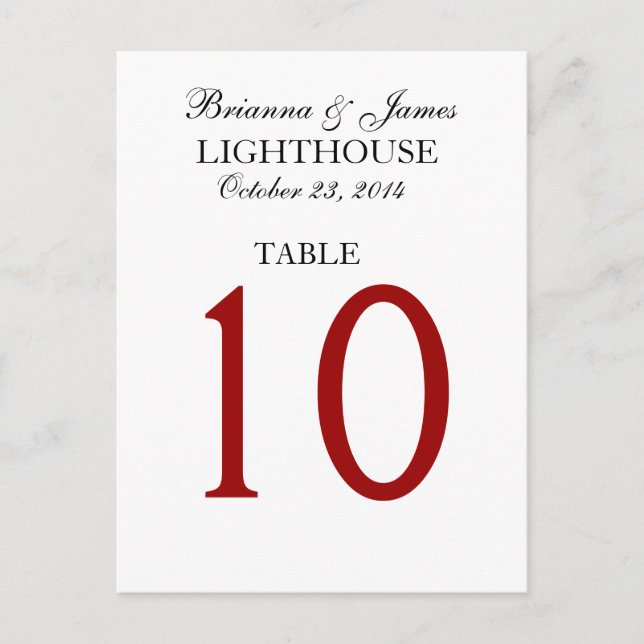 Postal Cartão de Número da Tabela Negra Negra Negra Negra (Frente)