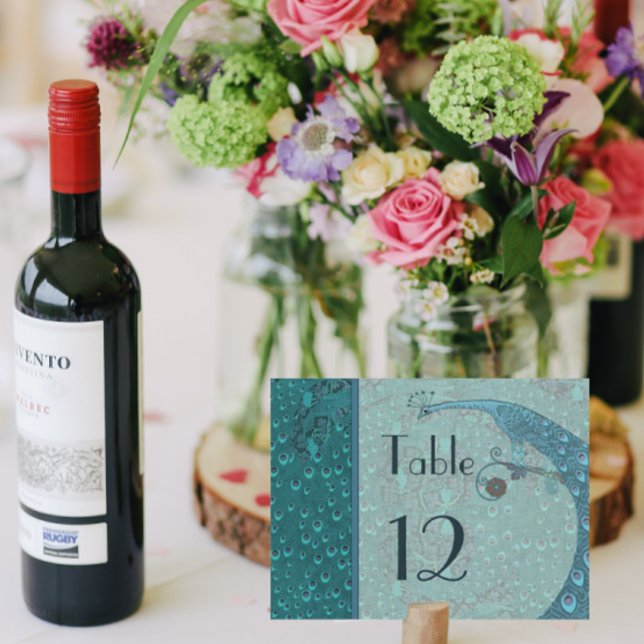 Postal Cartão de Número da Tabela Peacock Art Nouveau Vin (Criador carregado)