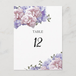 Postal Cartão de Número de Assento de Mesa Floral Peônia