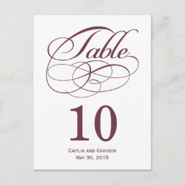 Postal Cartão de Número de Mesa de Casamento com Redemoin