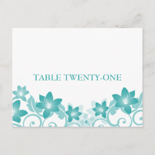 Postal Cartão de Número de Mesa Floral Simples Aqua