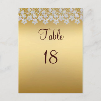 Postal Cartão De Número De Tabela De Casamento Dourado E