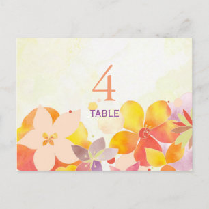 Postal Cartão de Número de Tabela de Casamento Floral Boh