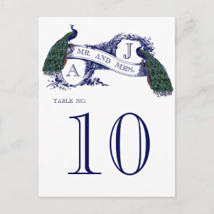 Postal Cartão de Número de Tabela de Casamento Pêssego de
