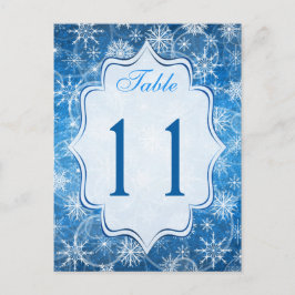 Postal Cartão de Número de Tabela de Flocos de Neve Azul 
