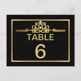 Postal Cartão de Número de Tabela Deco do Romance de ouro