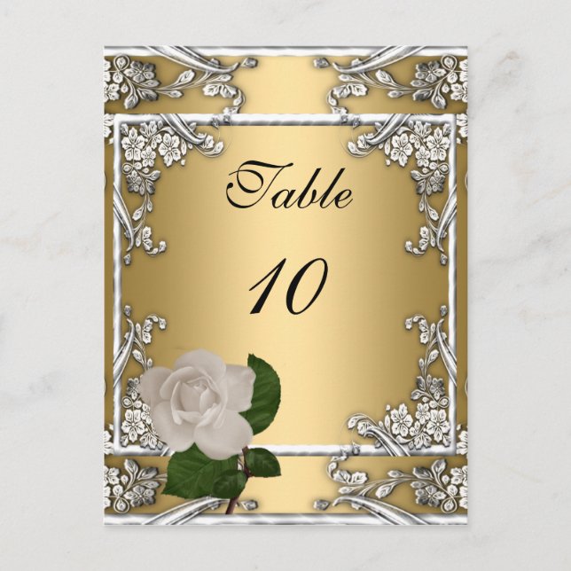 Postal Cartão de Número de Tabela Elegante Creme Dourado  (Frente)