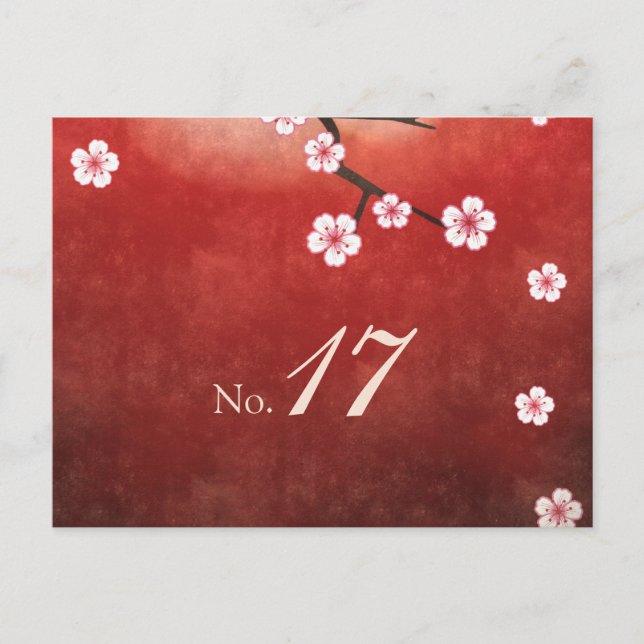Postal Cartão de Número de Tabela Sakura Cherry Blossom (Frente)