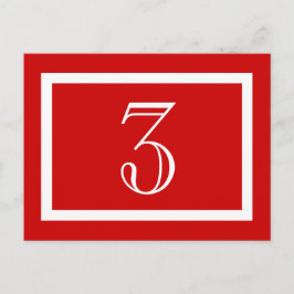 Postal Cartão de Número de Tabela - Vermelho - Personaliz