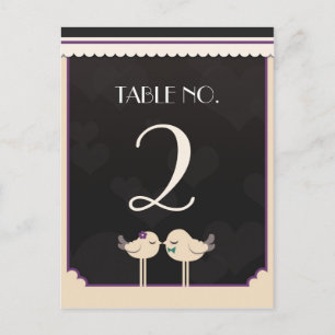 Postal Cartão de Número de Tabela Violet Teal Love