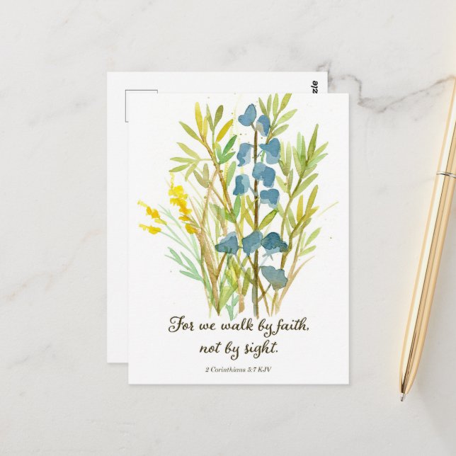 Postal Cartão de Oração das Escrituras de Andar pela Fé d (Frente/Verso In Situ)