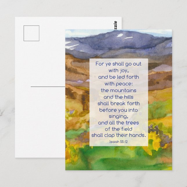 Postal Cartão de Oração das Escrituras de Isaías Montanha (Frente/Verso)