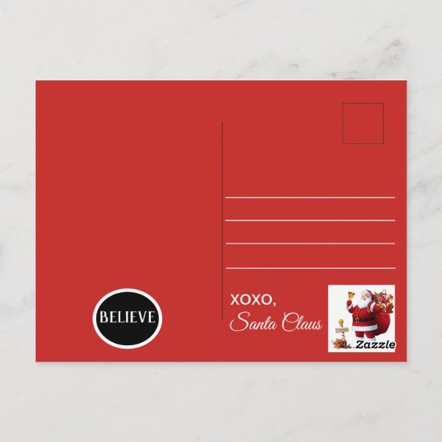 Postal Cartão de Papai Noel (Verso)