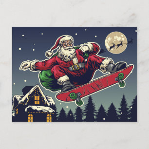 Postal Cartão de Papai Noel de Skate