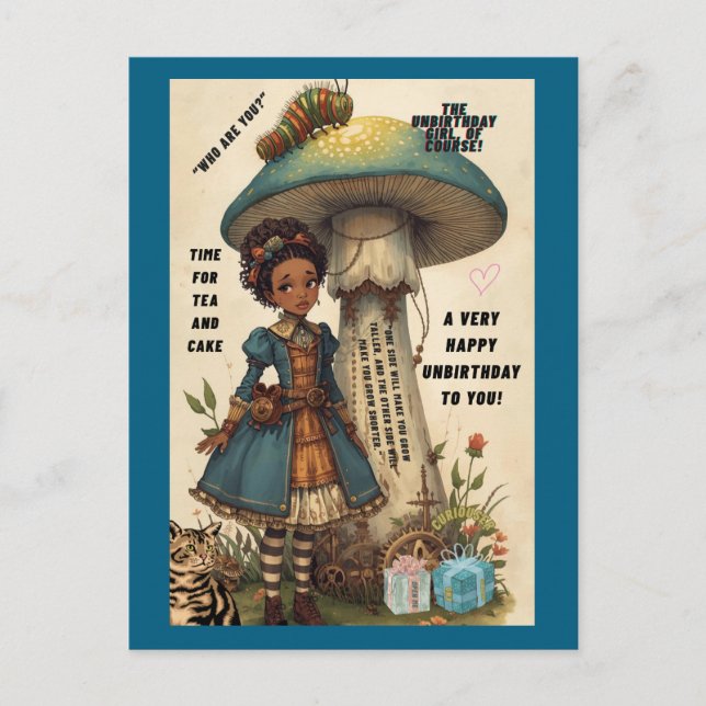 Postal Cartão de parabéns de não aniversário de Alice e L (Frente)