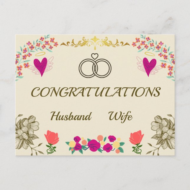Postal Cartão de parabéns para casamento (Frente)
