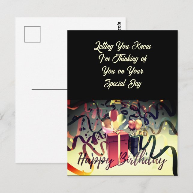 Postal Cartão de Parabéns pelo Aniversário Dia Especial (Frente/Verso)