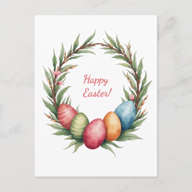 Postal Cartão de Páscoa em cores pastéis suaves (Frente)